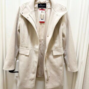 Vince Camuto Women's Full Zip Jacket Coat Mid-Length Size M Cream Stylish (NEW)